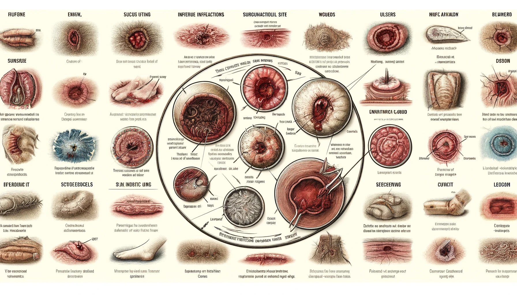 یک تصویر دقیق از انواع مختلف زخم‌های عفونی با محتوای مرتبط با سئو.