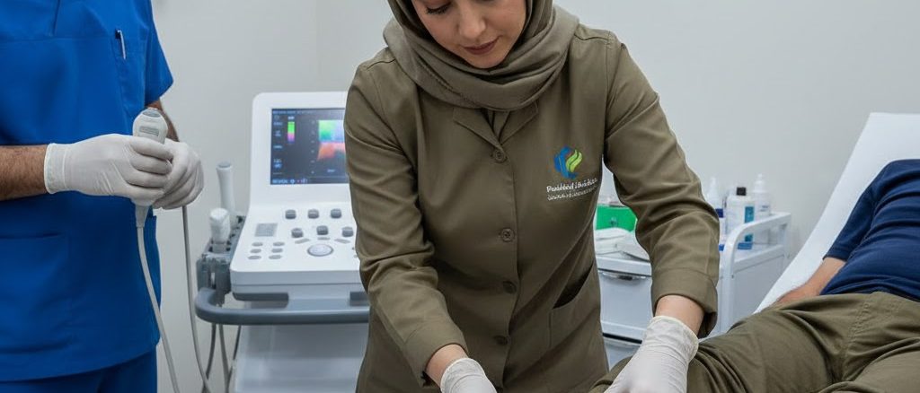 تصویر مقایسه‌ای قبل و بعد از مراحل بهبودی و بسته شدن کامل درمان زخم عروقی واریسی مزمن پا