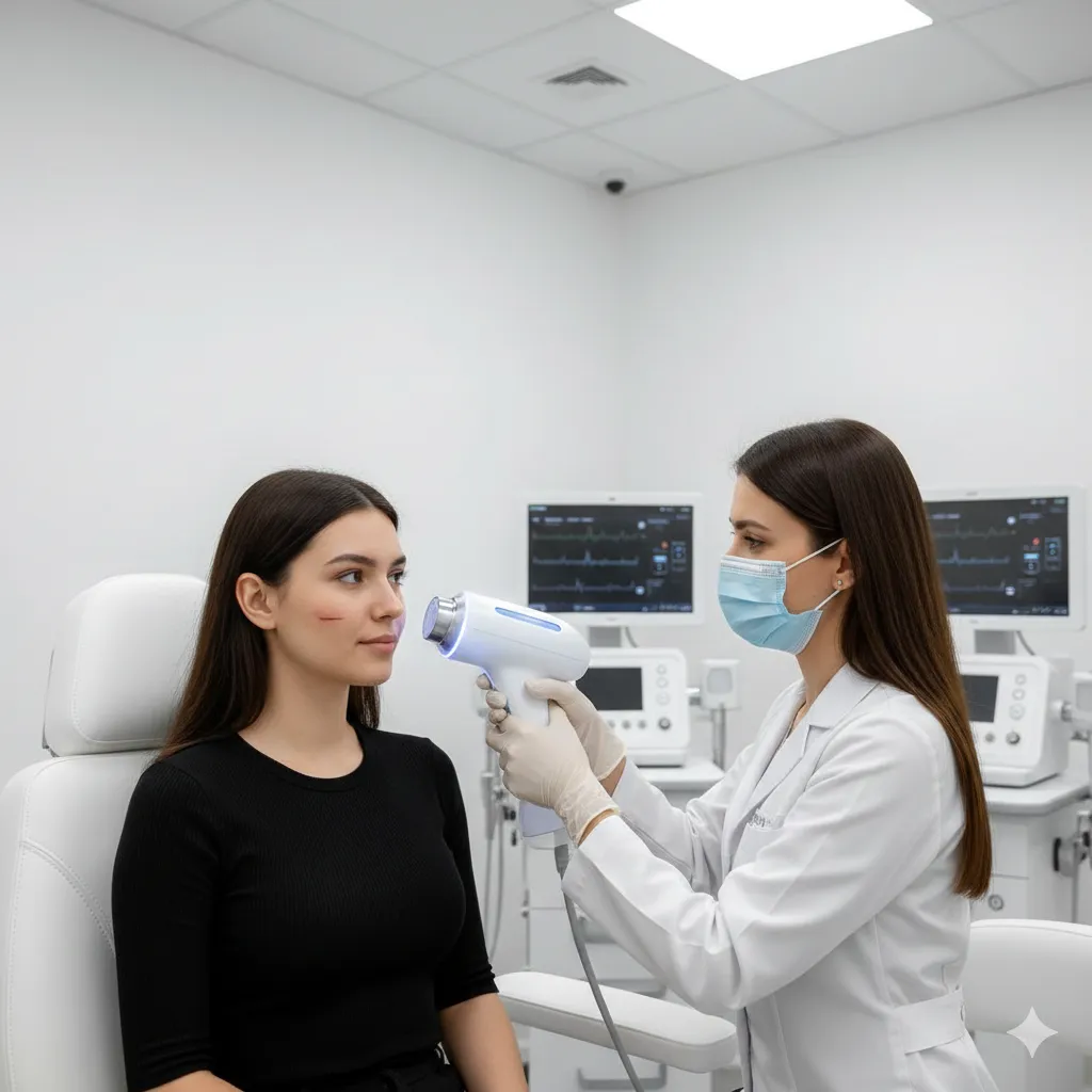 تصویر مراقبت از زخم تازه صورت با پانسمان استریل در کلینیک زخم پاشنه تهران درمان سریع زخم تازه صورت