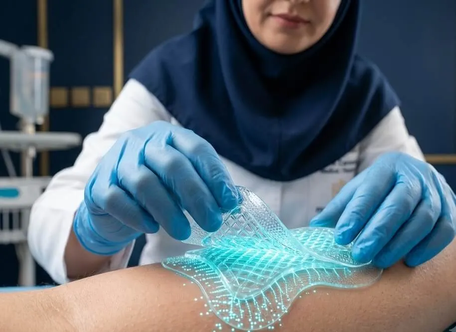استفاده از پانسمان هوشمند با نور آبی در کلینیک زخم پاشنه تهران