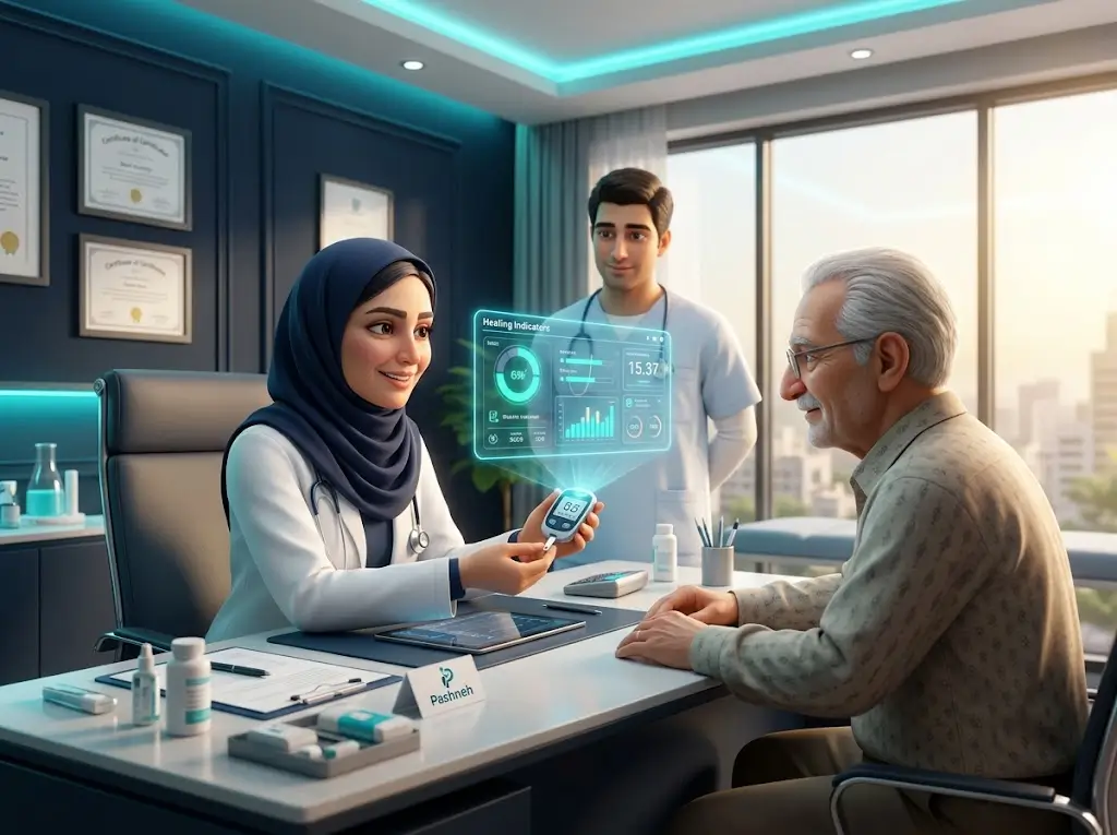 جلسه مشاوره بالینی و بررسی قند خون برای درمان زخم دیابت در تهران