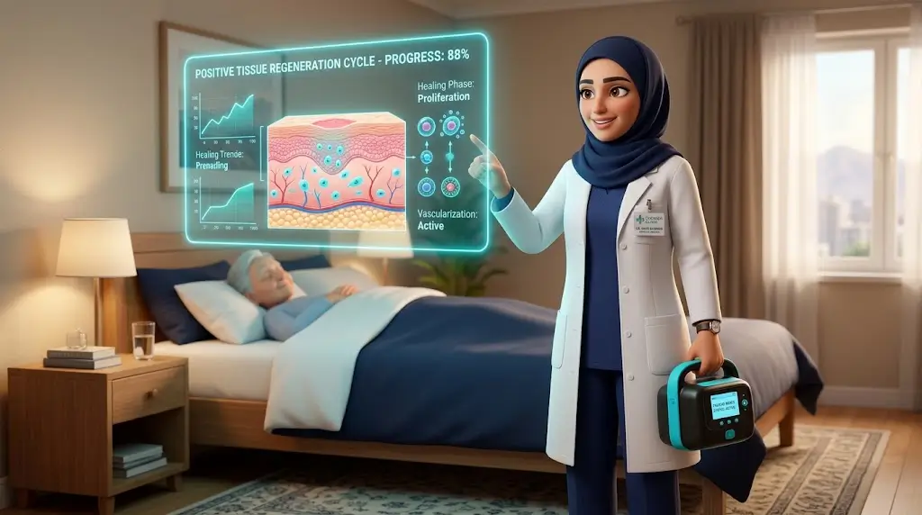 انجام وکیوم تراپی زخم در منزل و درمان قطعی با دستگاه فشار منفی کلینیک پاشنه