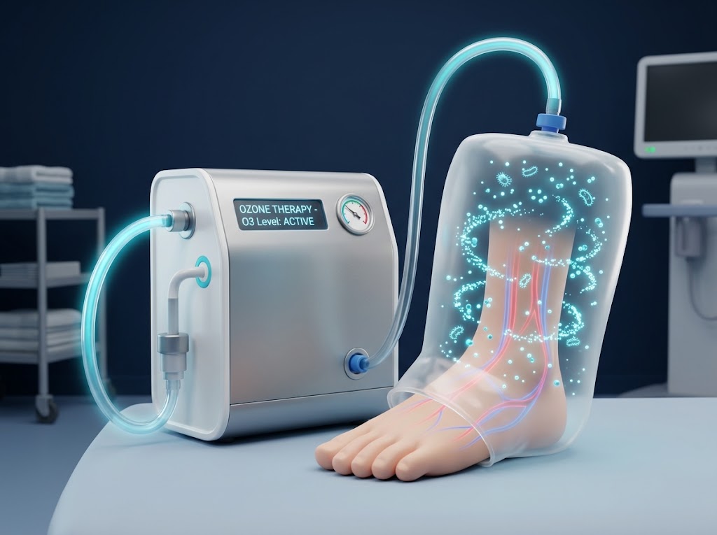 استفاده از تکنیک بگ اوزون و دستگاه اوزون تراپی زخم دیابتی