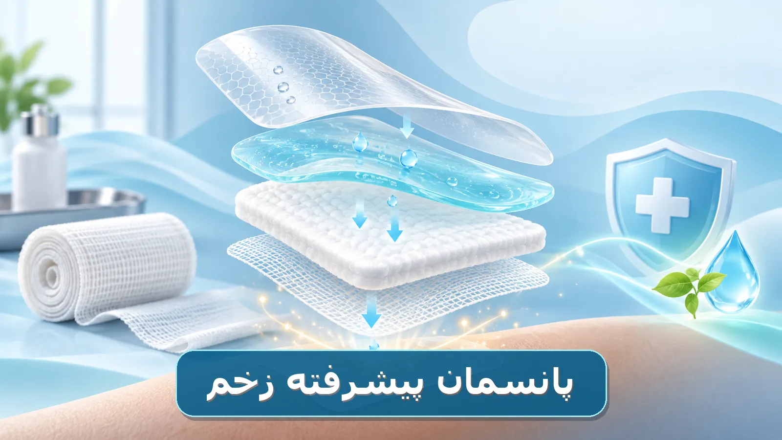 تصویر فانتزی لایههای پانسمان پیشرفته و نوین زخم