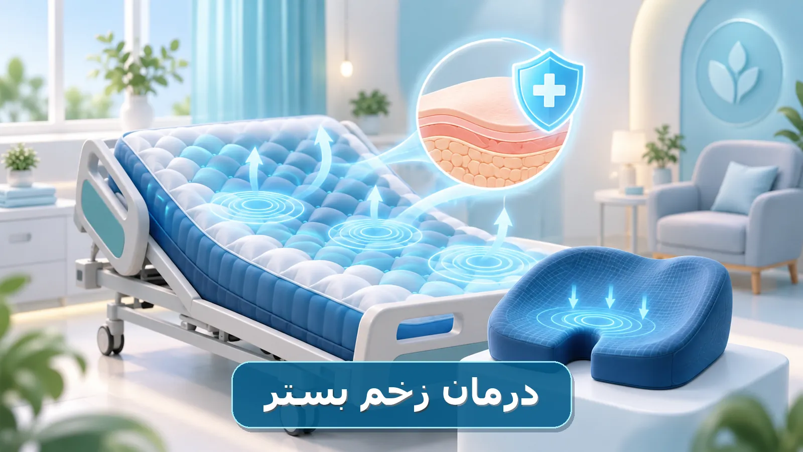 تصویر فانتزی تشک کاهش فشار و محافظ پوست برای درمان زخم بستر