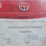 گواهی ارائه پوستر دکتر سید حسین ملک پور درباره ماگوت تراپی و پیوند آمنیون در همایش سوختگی و زخم